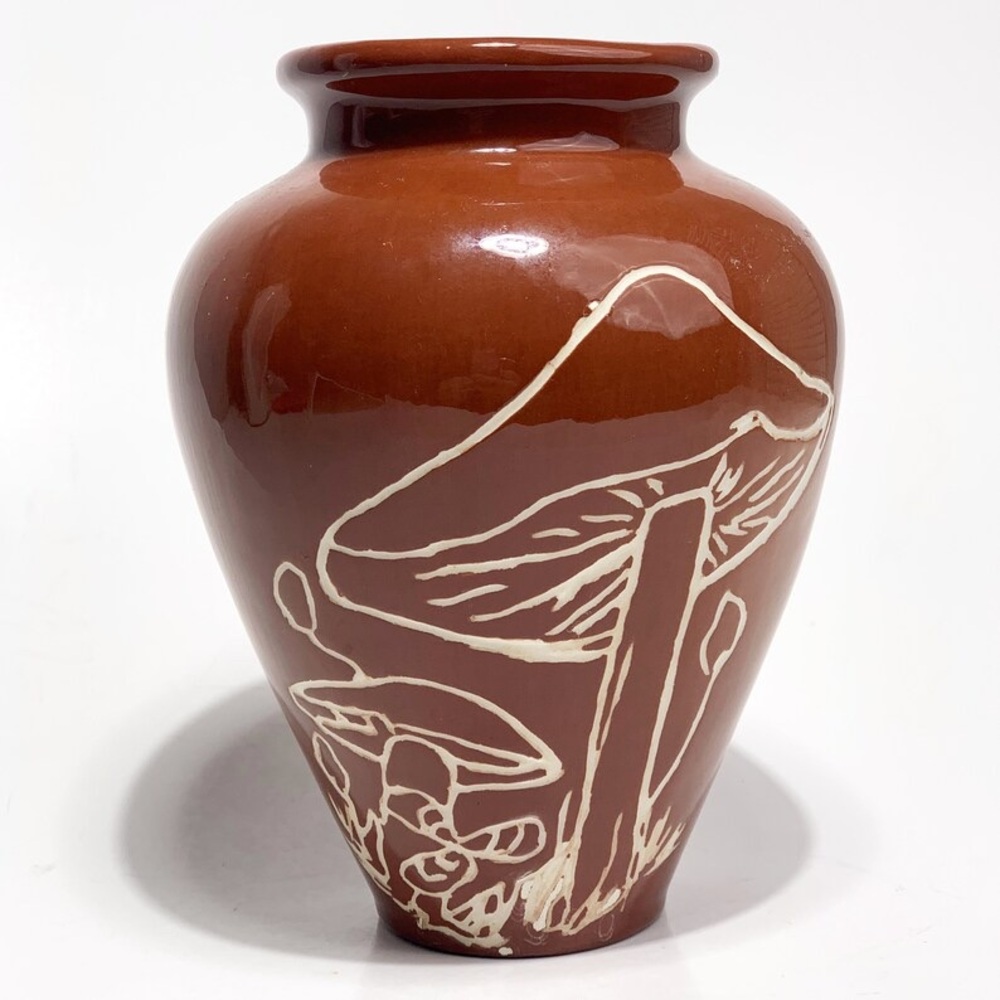 Handmade Vase Vintage, Mushroom Brown, 70s